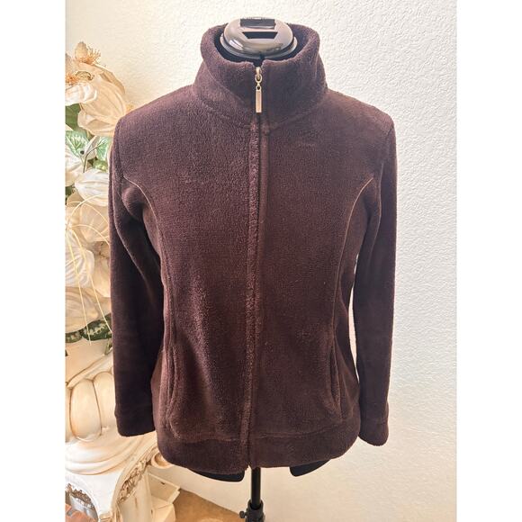 Jay Day Brown Polyester Fur Zip up Jacket - Picture 1 of 10